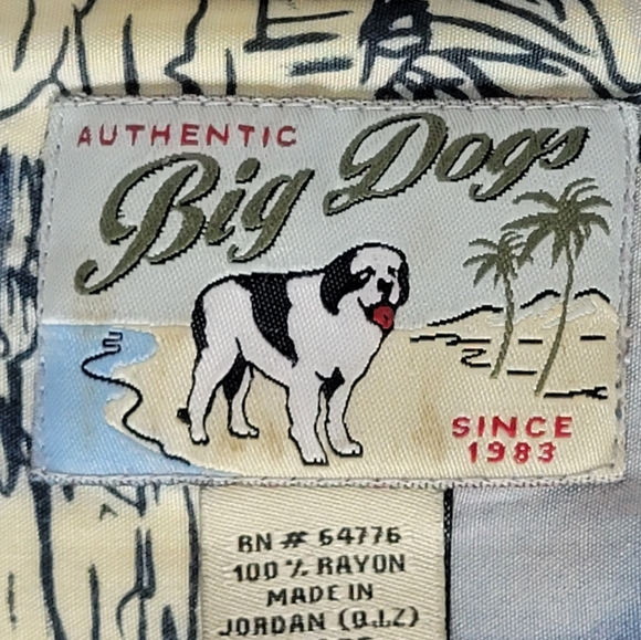 Big Dogs Hawaiian Tropical Resort Beach Floral Short Sleeve Shirt 90's Mens Lg - Picture 9 of 13